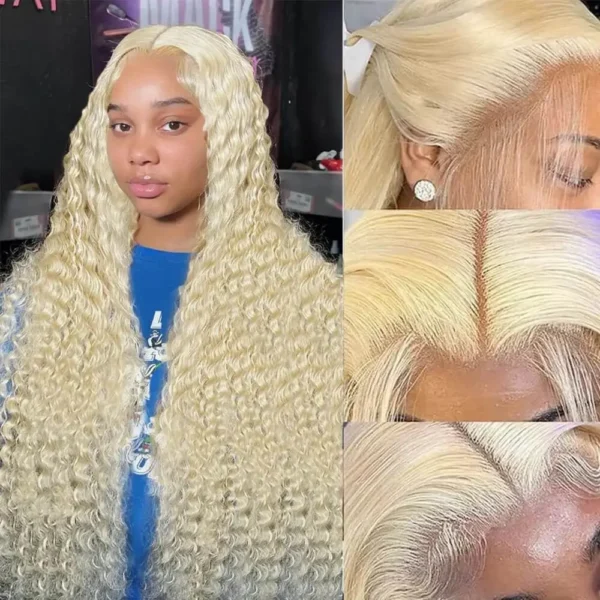 30 Inch 13x6 Transparent HD 613 Honey Blonde Deep Wave Lace Frontal Wigs Brazilian 13x4 Curly Colored Lace Front Human Hair Wigs - Image 2