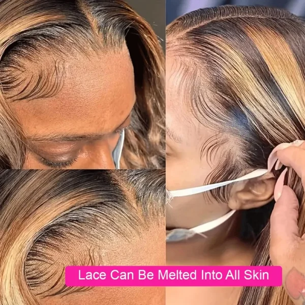Highlight Ombre 13x4 13x6 Transparent Lace Front Wig Human Hair Pre Plucked Honey Blonde Lace Frontal Wig Brazilian Remy Hair - Image 11