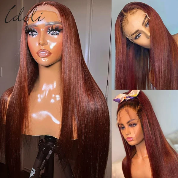 Reddish Brown Lace Front Wigs Human Hair For Black Women 13x4 13X6 Straight Lace Front Wigs Cooper Red Glueless Wigs - Image 12