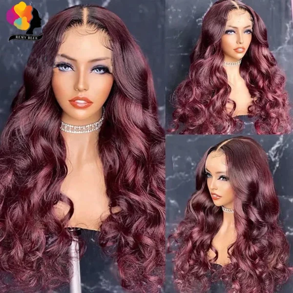 Red Body Wave Glueless 13x4 Lace Front Wig WearGo 13x6 Lace Frontal Wigs Colored 99j Burgundy Human Hair Wigs for Black Women - Image 15