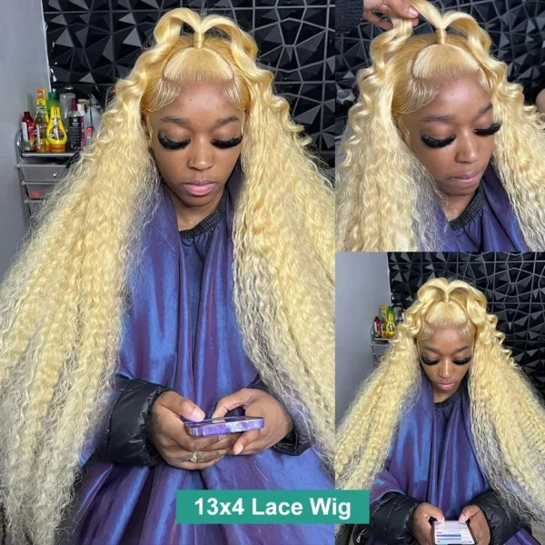 30 Inch 13x6 Transparent HD 613 Honey Blonde Deep Wave Lace Frontal Wigs Brazilian 13x4 Curly Colored Lace Front Human Hair Wigs - Image 3