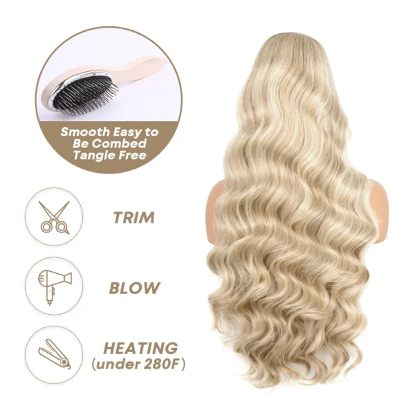 Ombre Colored Lace Front Wig Synthetic Brown Wig Blonde 613 Roots With Black Ends Body Wave Transparent Lace Frontal Wig Cosplay - Image 14
