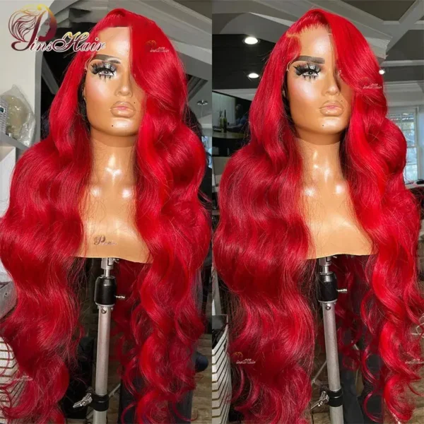 13X6 Lace Frontal Human Hair Wigs Red Body Wave Lace Front Wig Human Hair for Women Remy Pre Plucked Burgundy 99J Lace Front Wig - Image 5