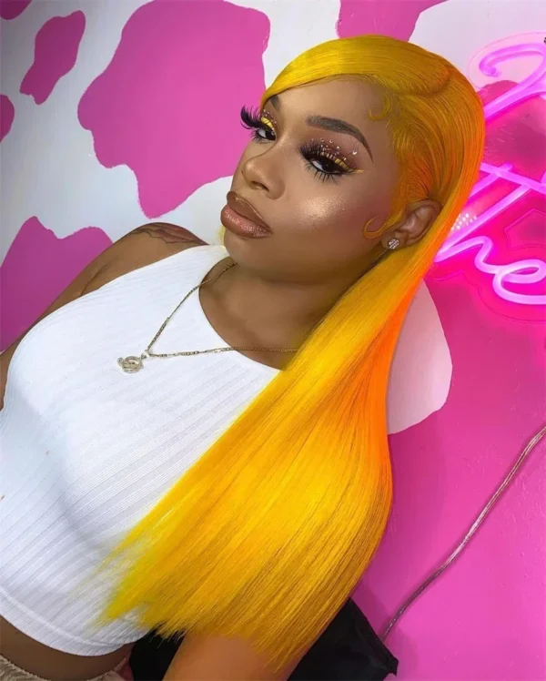 250 Density Yellow Wigs Colored 13x6 HD Transparent Lace Frontal Wig Brazilian Lace Front Remy Human Hair Wigs For Black Women - Image 11