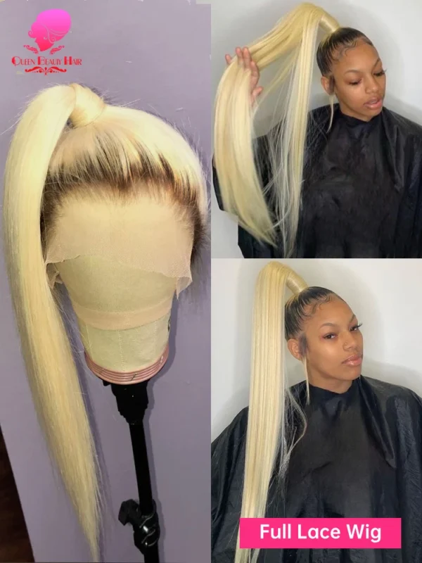 13x6 Lace Frontal Wig 1B 613 Ombre Blonde Full Lace Human Hair Wig Dark Roots Pre Plucked  Lace Front Human Hair Wigs for Women - Image 5