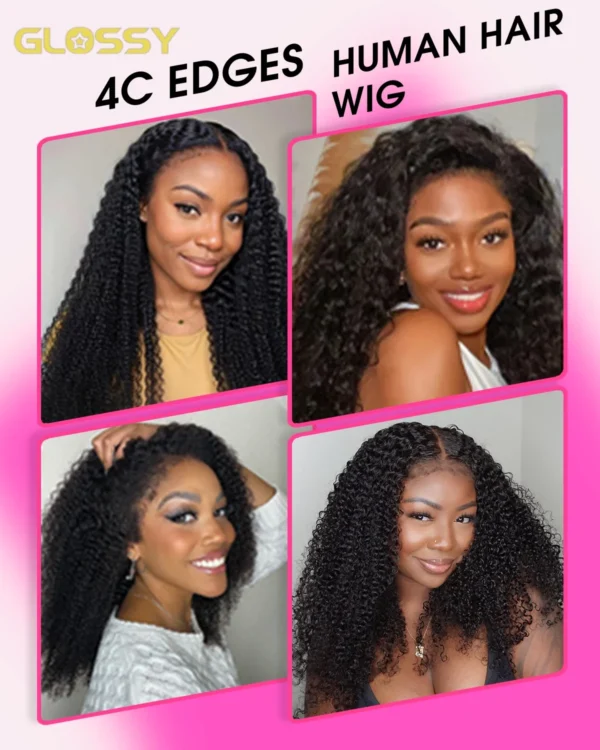 13x6 Hd 250 Density Afro Kinky Curly Wig 100% Human Hair 13x4 4c Edges Frontal Deep Wave Curly Lace Front Wigs For Women on sale - Image 4