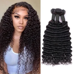 36 40 Inch 100% Human Hair Bundles Curly Bundles Deep Wave Bundles Human Hair Natural Black Color Extensions Remy Brazilian