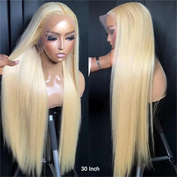 13x6 Purple Lace Front Human Hair Wig 613 Blonde Long Straight Brazilian Remy Pre-Plucked Lavender Colored Wig for Women - Image 12