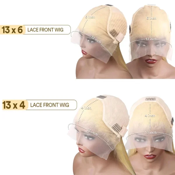 250Density 32inch lace front wig 13x4 Yellow colored human hair wig Brazilian PrePlucked Hair straight human hair wigs For Women - Image 5